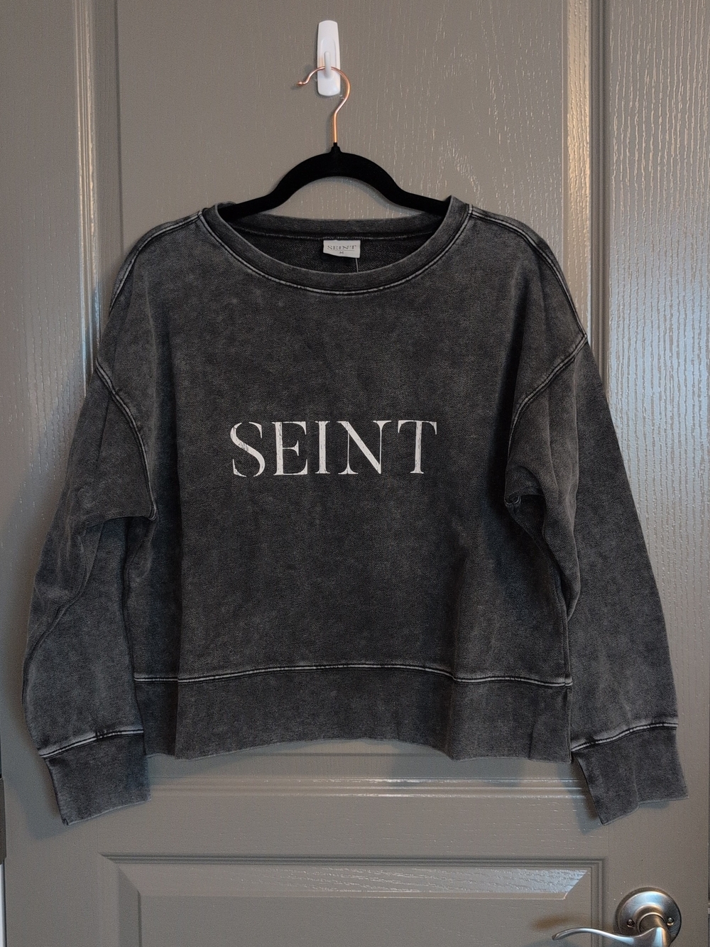SEINT Women's Washed Black Logo Sweatshirt